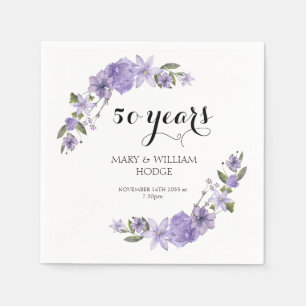 Serviette En Papier Fleurs violettes de lavande 50e anniversaire maria