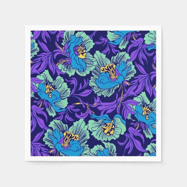 Serviette En Papier Fleurs violettes et bleues William Morris (Devant)