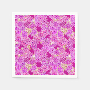 Serviette En Papier Fleurs violettes, lavande et prune, fond prune