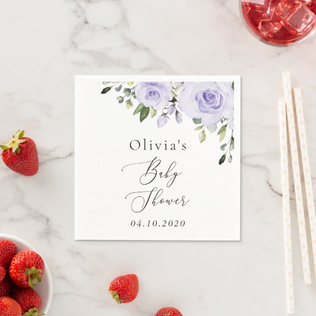 Serviette En Papier Fleurs violettes, Lilac Flowers, Boho, Baby shower (En situation)