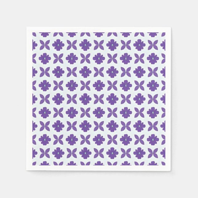 Serviette En Papier Fleurs violettes sur fond clair (Devant)