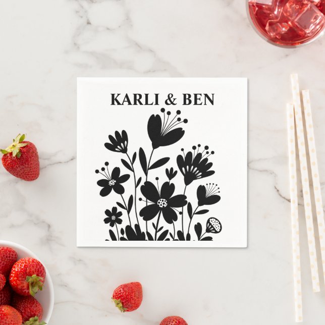 Serviette En Papier Fleurs Whimsical (En situation)