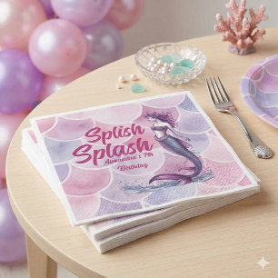 Serviette En Papier Flic Flac Fête d'anniversaire Sirène Piscine 
