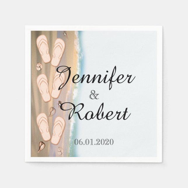 Serviette En Papier Flip Flops sur le mariage de plage (Devant)