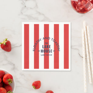 Serviette En Papier Floatin' Et Toastin' The Lake House Red Stripe