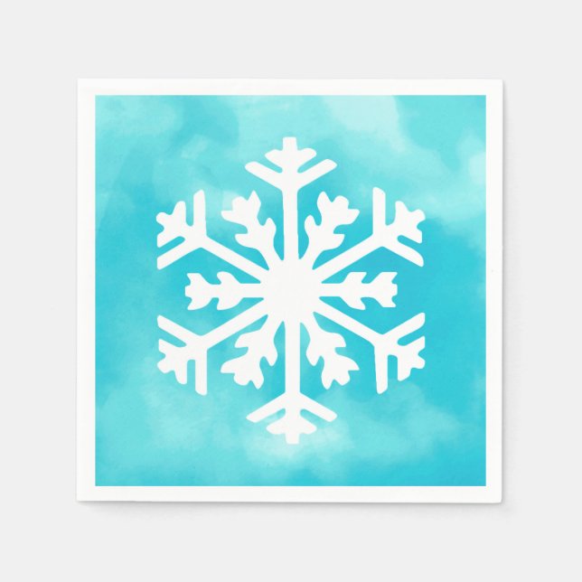 Serviette En Papier Flocon blanc sur Arrière - plan bleu Aquarelle (Devant)