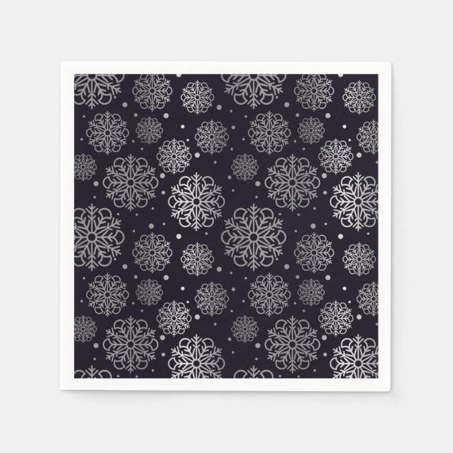 Serviette En Papier Flocon de neige argenté avec écailles de poisson m (Devant)