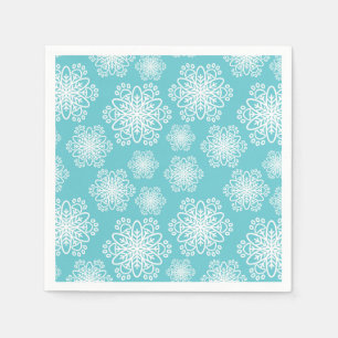 Serviette En Papier Flocon de neige blanc sur bleu avec motif empreint