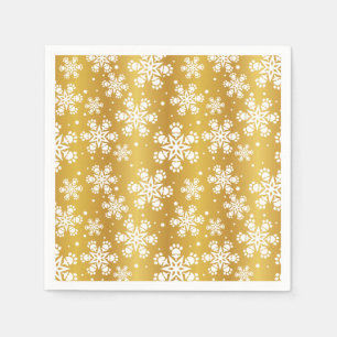 Serviette En Papier Flocon de neige blanc sur or avec motif empreinte