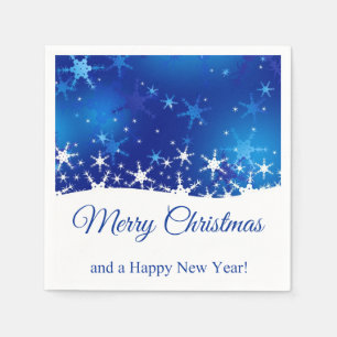 Serviette En Papier Flocon de neige bleu d'hiver de Noël