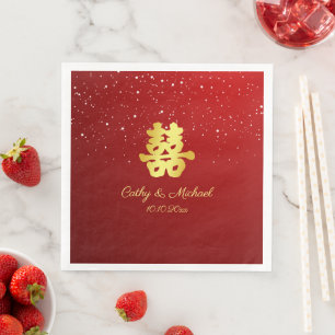 Serviette En Papier Flocon de neige de mariage chinois rouge dégradé