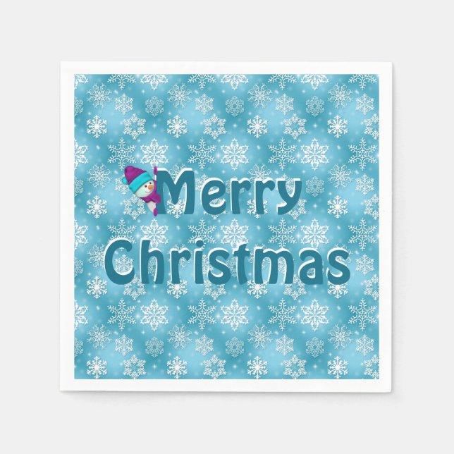 Serviette En Papier Flocon de neige et neige (Devant)