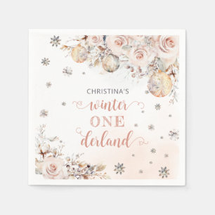 Serviette En Papier Flocon de neige floral d'hiver ONE derland 1er ann