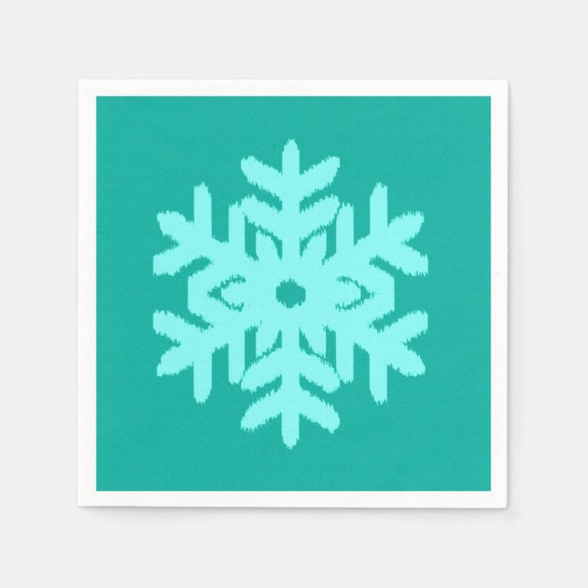 Serviette En Papier Flocon de neige Ikat - Turquoise et aqua (Devant)