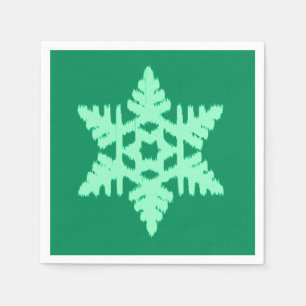 Serviette En Papier Flocon de neige Ikat - Vert pin et menthe