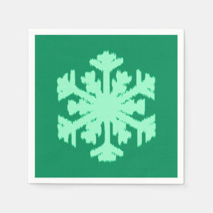 Serviette En Papier Flocon de neige Ikat - Vert pin et menthe