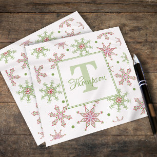 Serviette En Papier Flocon de neige Monogramme de Noël