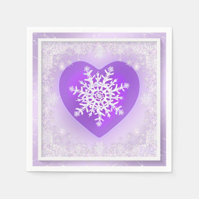 Serviette En Papier Flocon de neige pourpre (Devant)