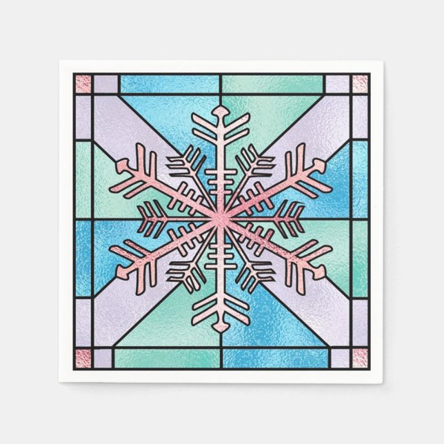 Serviette En Papier Flocon de neige rose époustouflant (Devant)