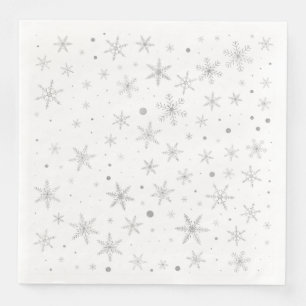 Serviette En Papier Flocon de neige Twinkle -gris argenté et blanc-
