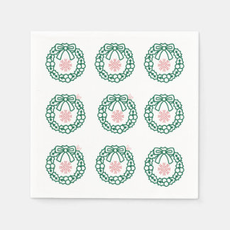 Serviette En Papier flocon de neige vert et rouge Xmas