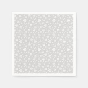 Serviette En Papier Flocons blancs sur motif d'hiver argenté
