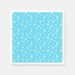 Serviette En Papier Flocons blancs sur motif d'hiver bleu clair