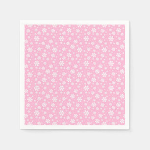 Serviette En Papier Flocons blancs sur motif d'hiver rose clair