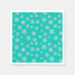 Serviette En Papier Flocons de neige 3D blancs sur fond turquoise