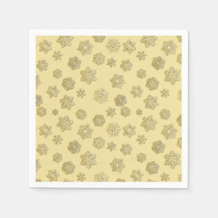 Serviette En Papier Flocons de neige 3D dorés sur fond or