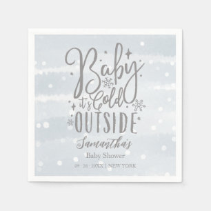 Serviette En Papier Flocons de neige Bébé Il fait froid dehors Baby Sh