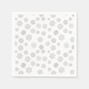 Serviette En Papier Flocons de neige blancs en 3D sur un fond blanc