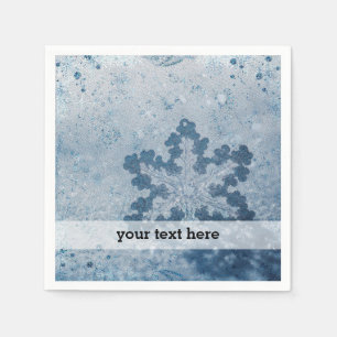 Serviette En Papier Flocons de neige bleus argentés