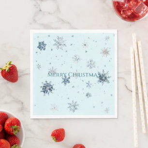Serviette En Papier Flocons de neige bleus de Noël 