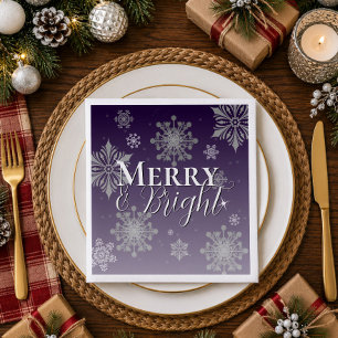 Serviette En Papier Flocons de neige Christmas Purple Merry and Bright