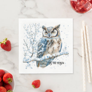 Serviette En Papier Flocons de neige de l'hirondelle bleue de Noël