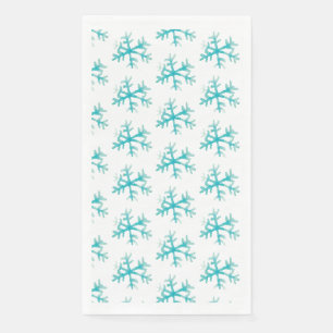 Serviette En Papier Flocons de neige de Noël à l'aquarelle motif peint