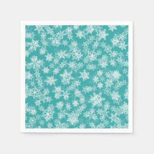 Serviette En Papier Flocons de neige de teinte bleu-vert et blanc Hive