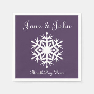 Serviette En Papier Flocons de neige d'hiver dans des serviettes viole