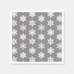 Serviette En Papier Flocons de neige Ikat - Gris charbon et blanc
