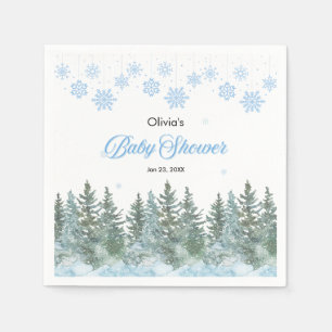 Serviette En Papier Flocons de neige Sapins Bébé Hiver Shower