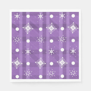 Serviette En Papier Flocons de neige simples motif carreaux violet