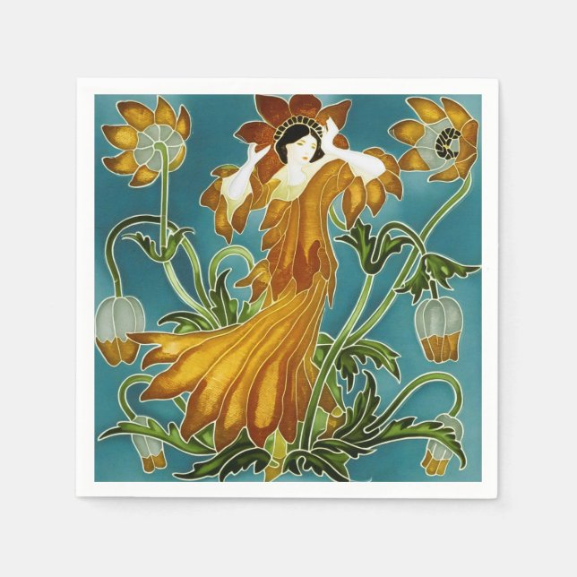Serviette En Papier Flora Art Nouveau de Walter Crane (Devant)