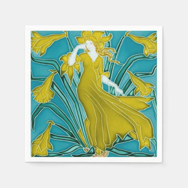 Serviette En Papier Flora Art Nouveau de Walter Crane (Devant)