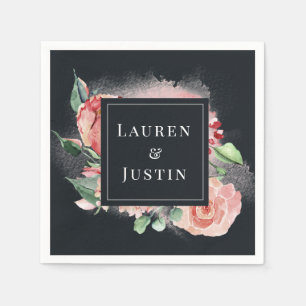 Serviette En Papier floraison de minuit Monogram Papier Napkin