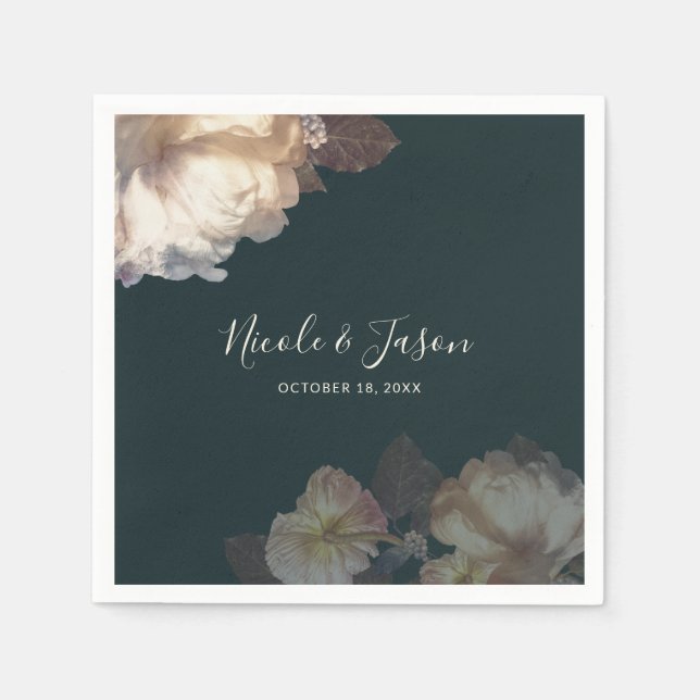 Serviette En Papier Floraison romantique Élégant Mariage floral (Devant)