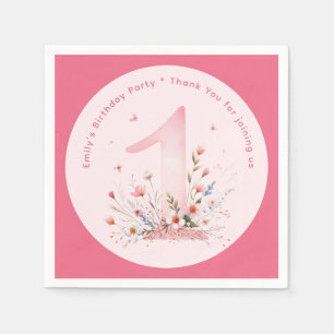 Serviette En Papier Floral 1er anniversaire Custom One Fairy Princesse