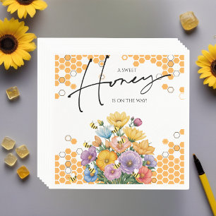 Serviette En Papier Floral A Sweet Honey Bee Baby shower Invitation