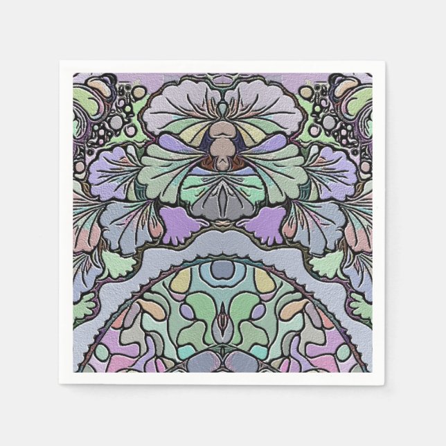 Serviette En Papier Floral abstrait pansement motif en mosaïque (Devant)