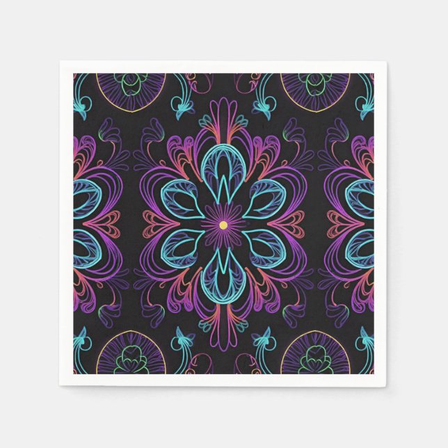 Serviette En Papier Floral Abstrait vibrant (Devant)
